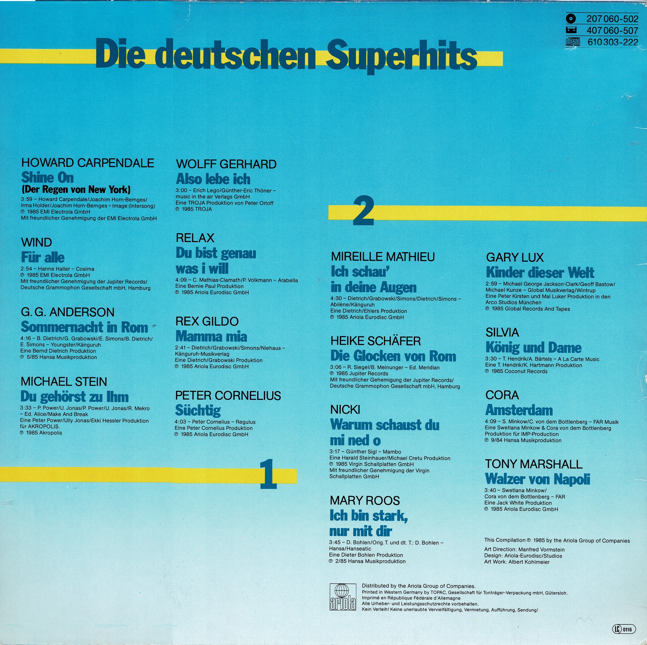 Ariola 207 060-502 - Rückseite