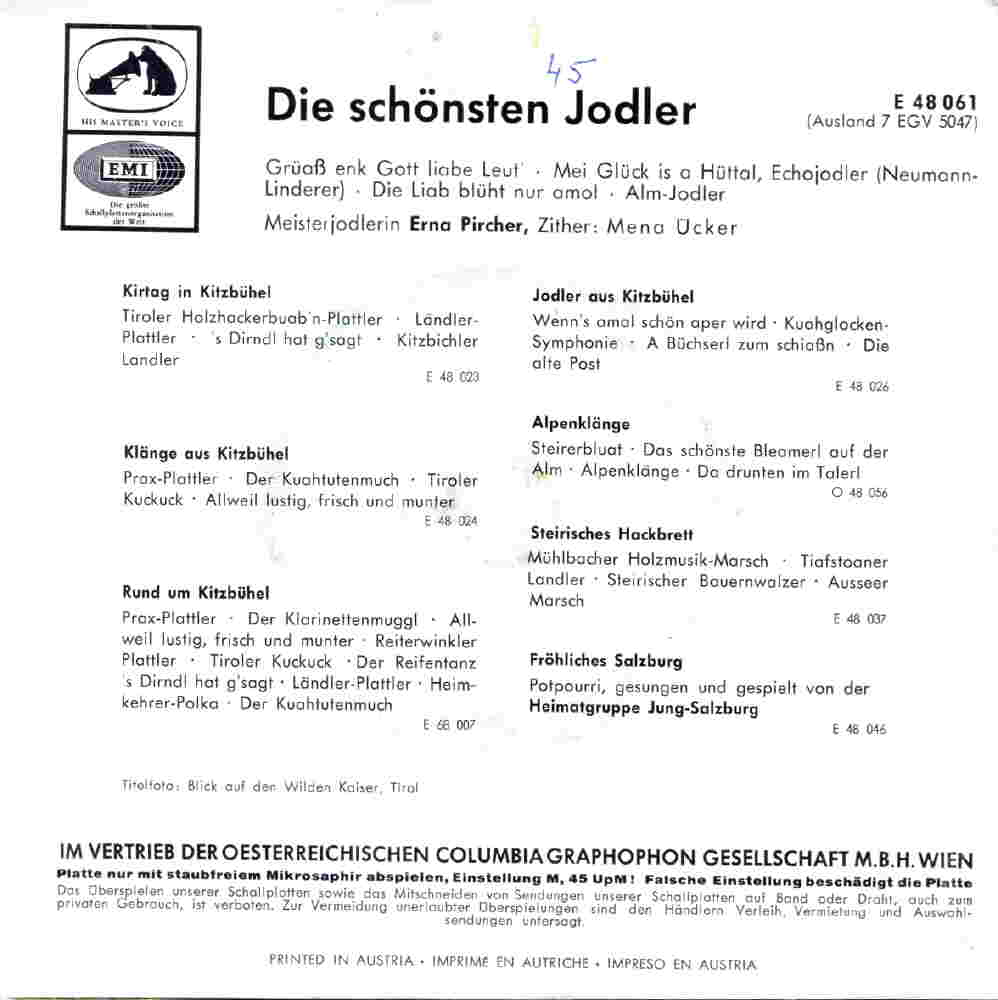 EMI Electrola E 48 061 - Rückseite