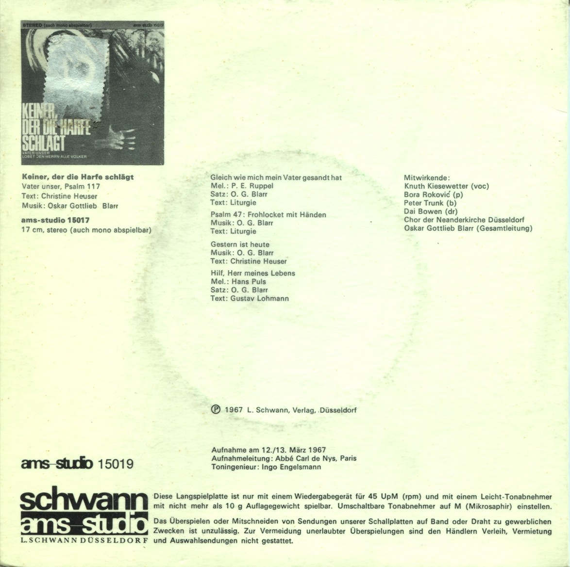 Schwann AMS-Studio 15 019 - Rückseite