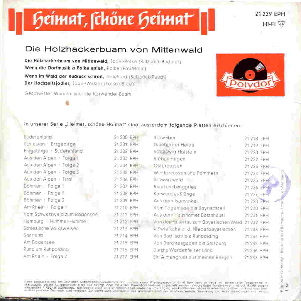 Polydor 21 229 - Rückseite