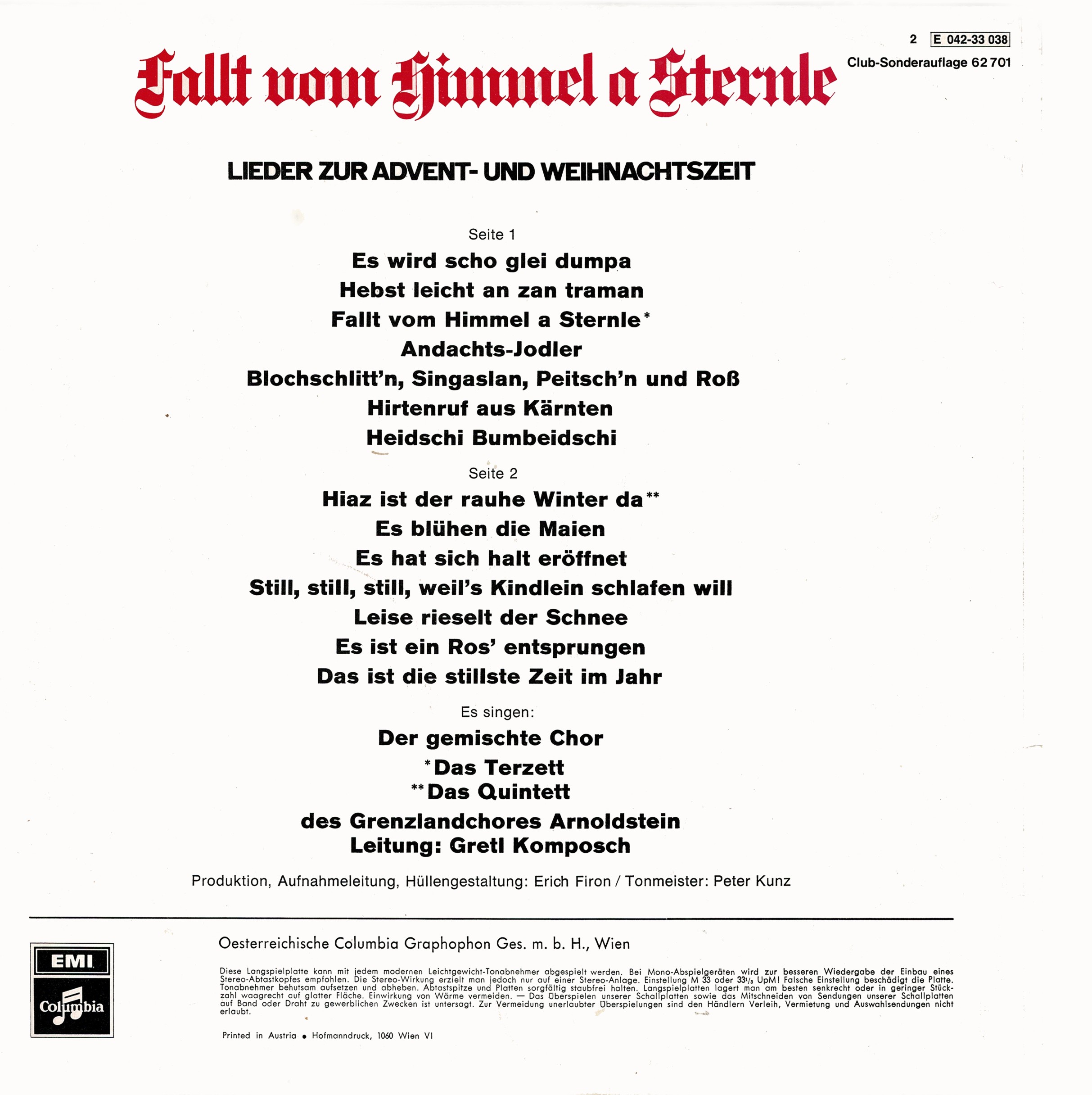 EMI Columbia 2E 042-33 038 - Rückseite