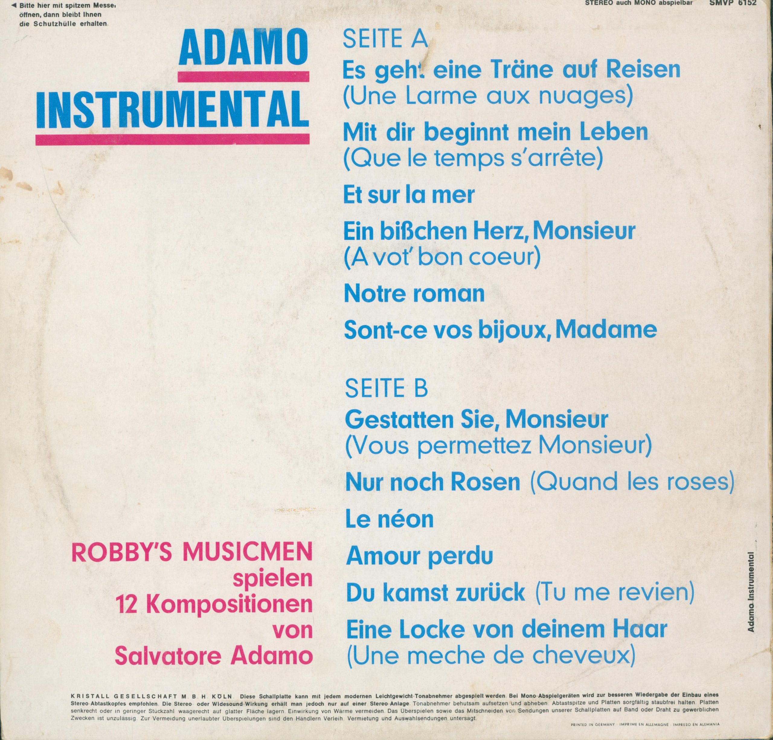 Adamo Instrumental Rückseite