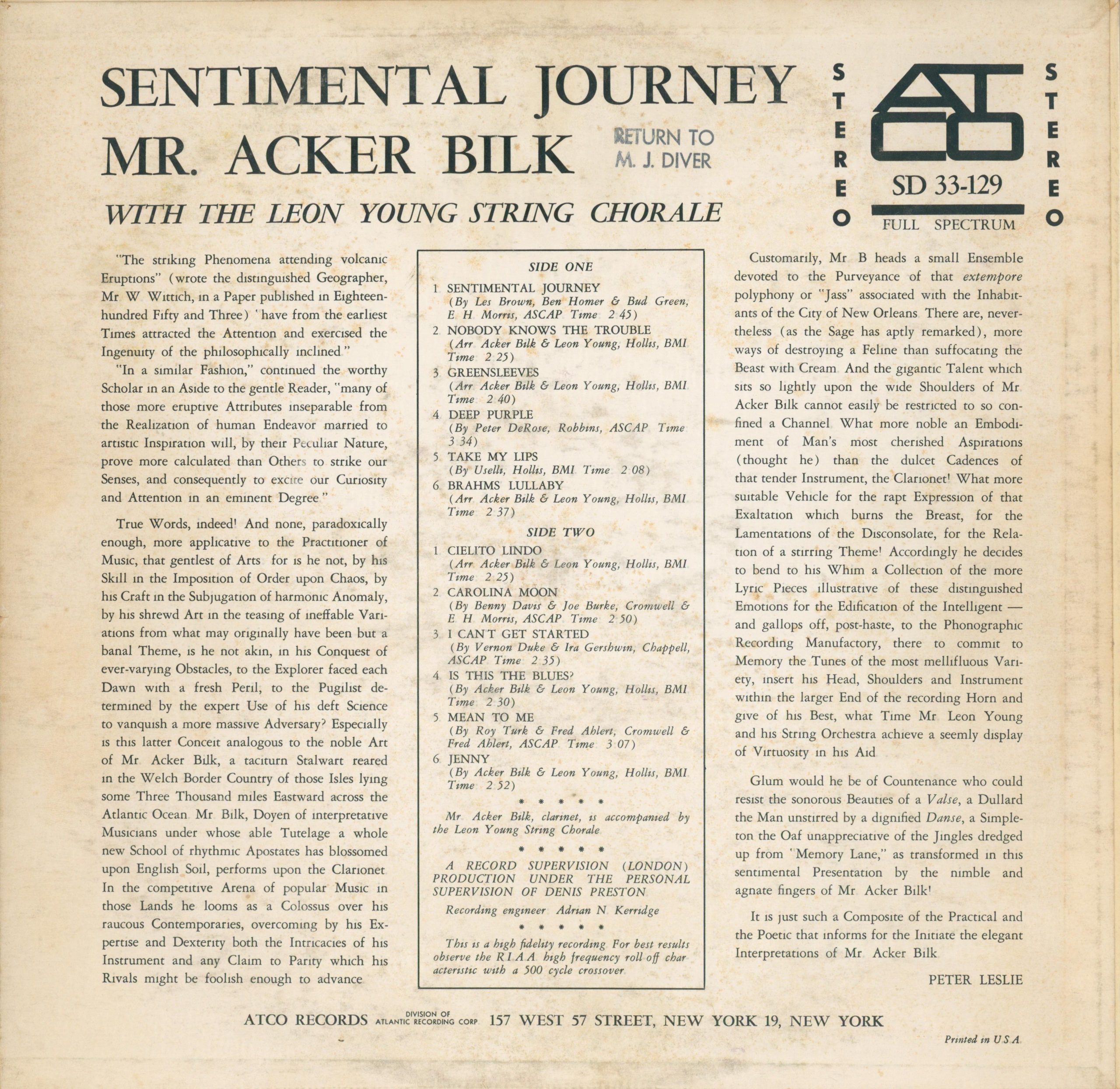 Sentimental Journey Rückseite