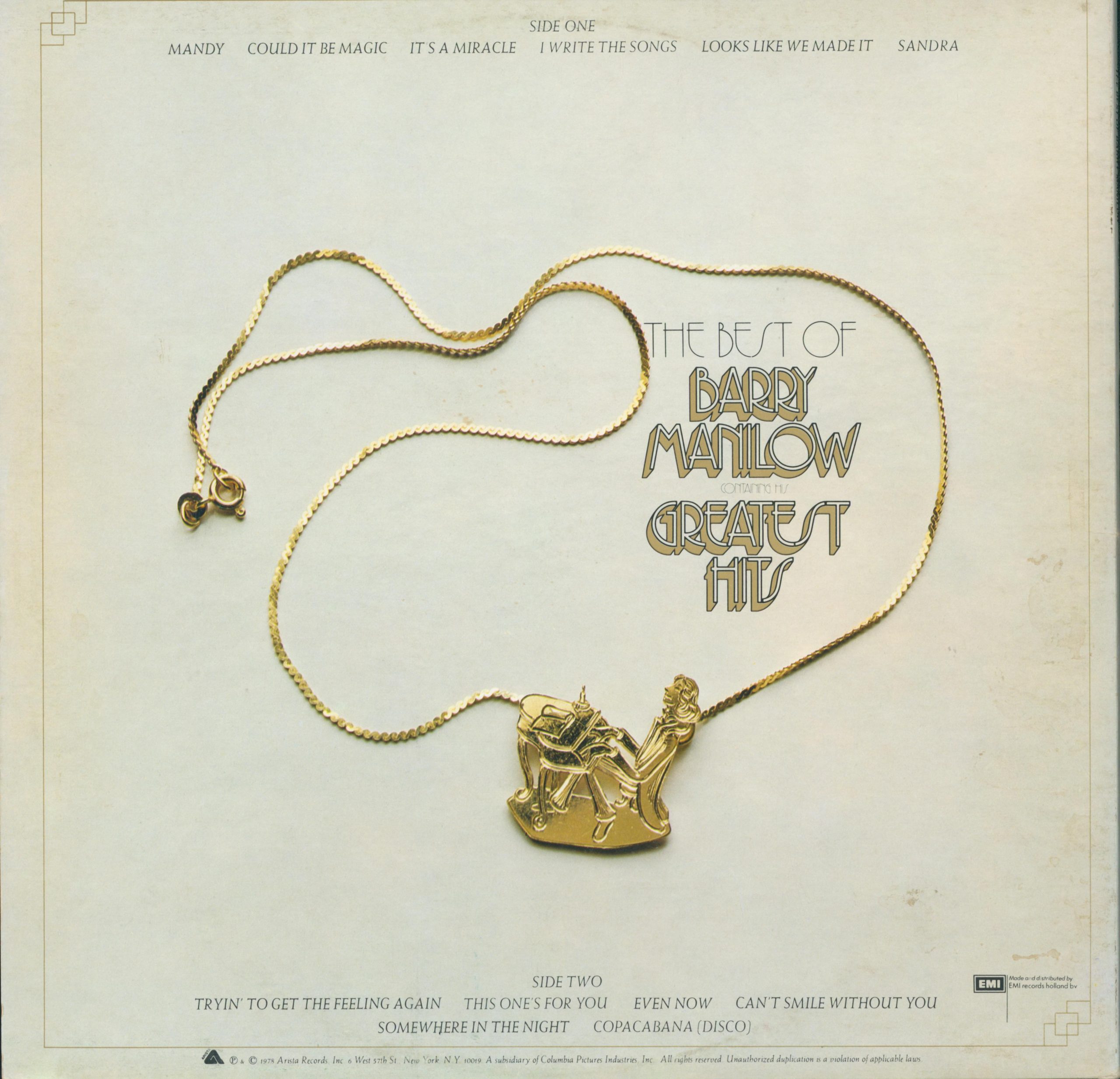 Barry Manilow - Greatest Hits Rückseite