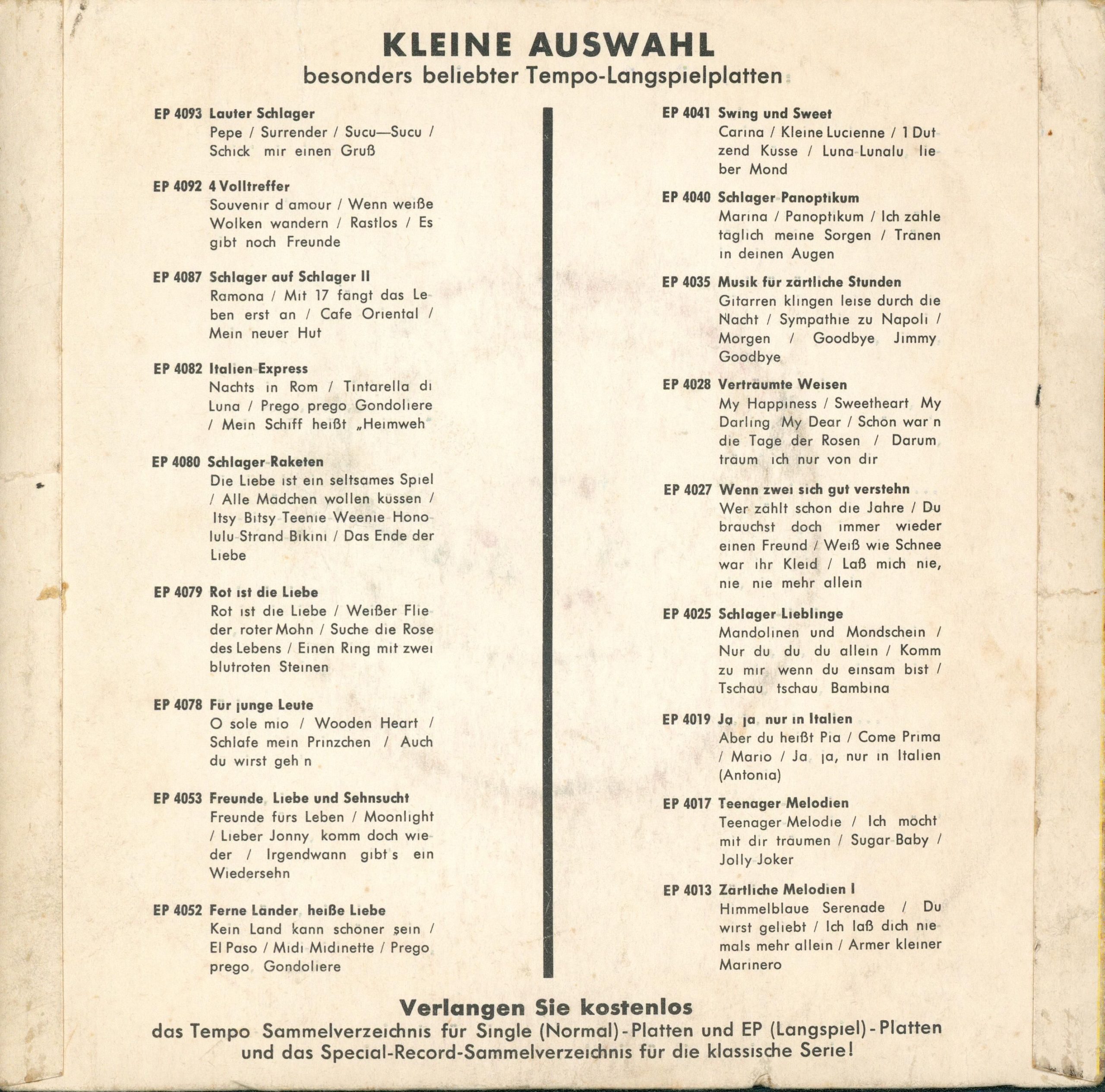 Junge Leute, dufte Schlager Rückseite