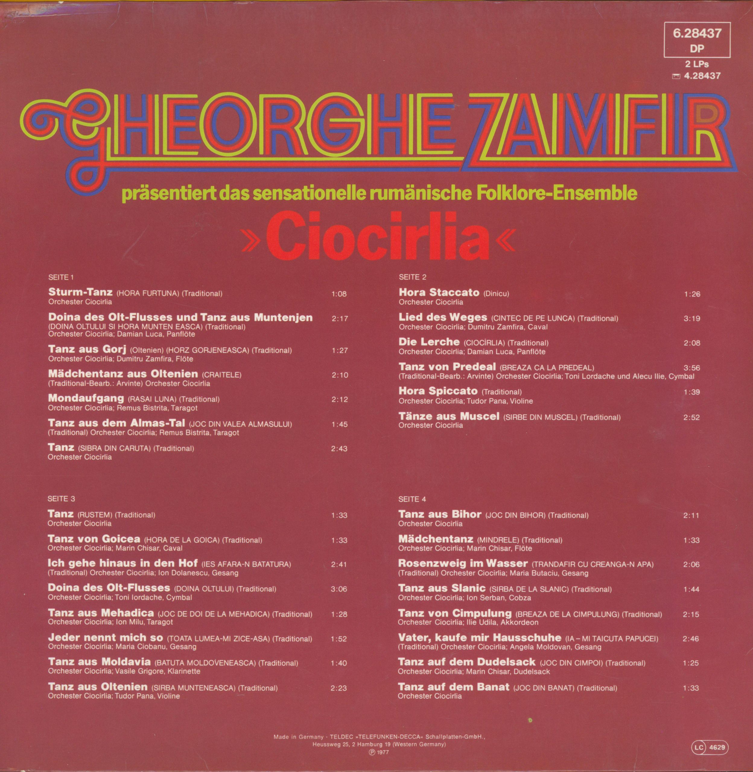 Gheorghe Zamfir - Ciocirlia Rückseite