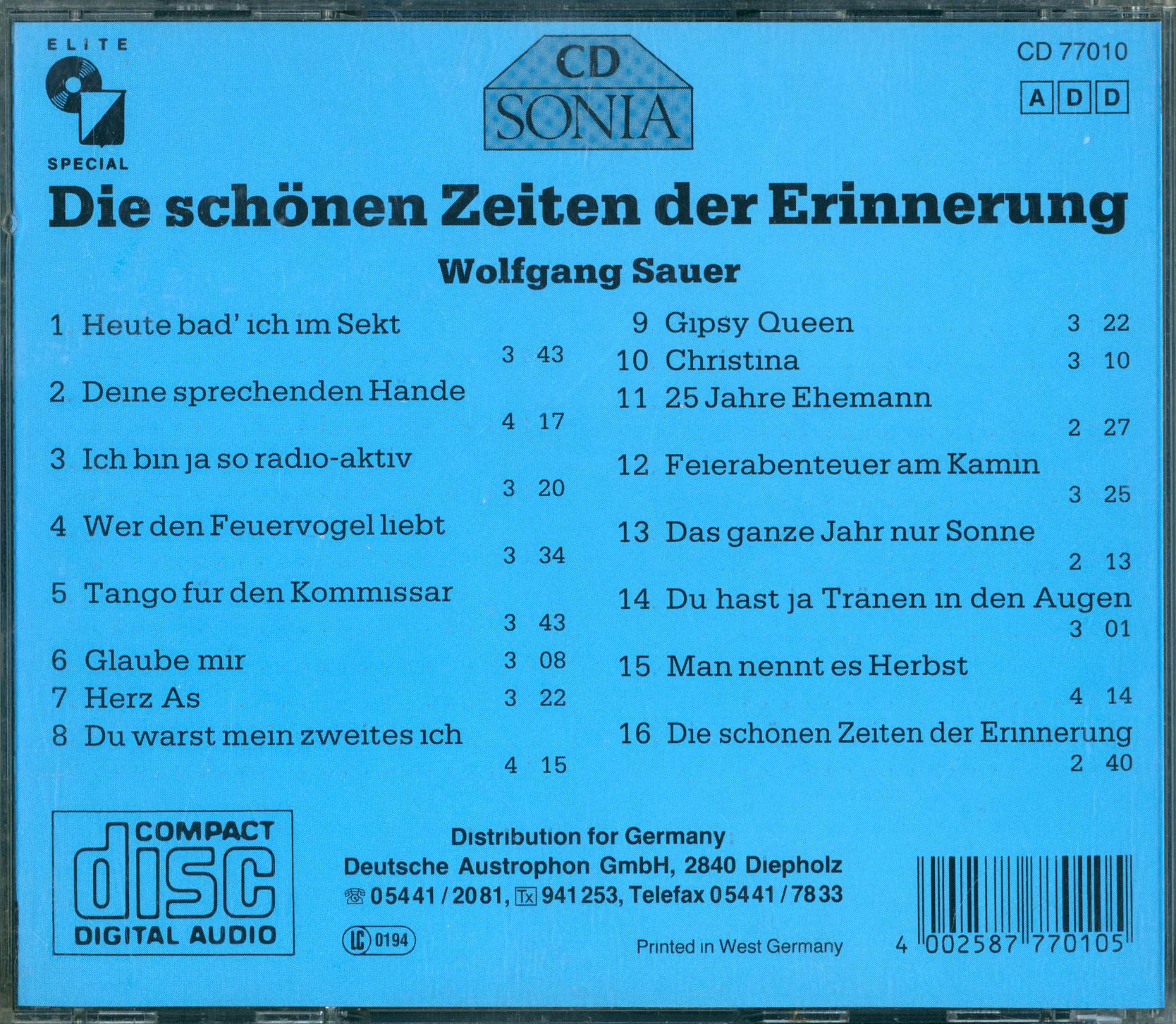 Die schönen Zeiten der Erinnerung Rückseite