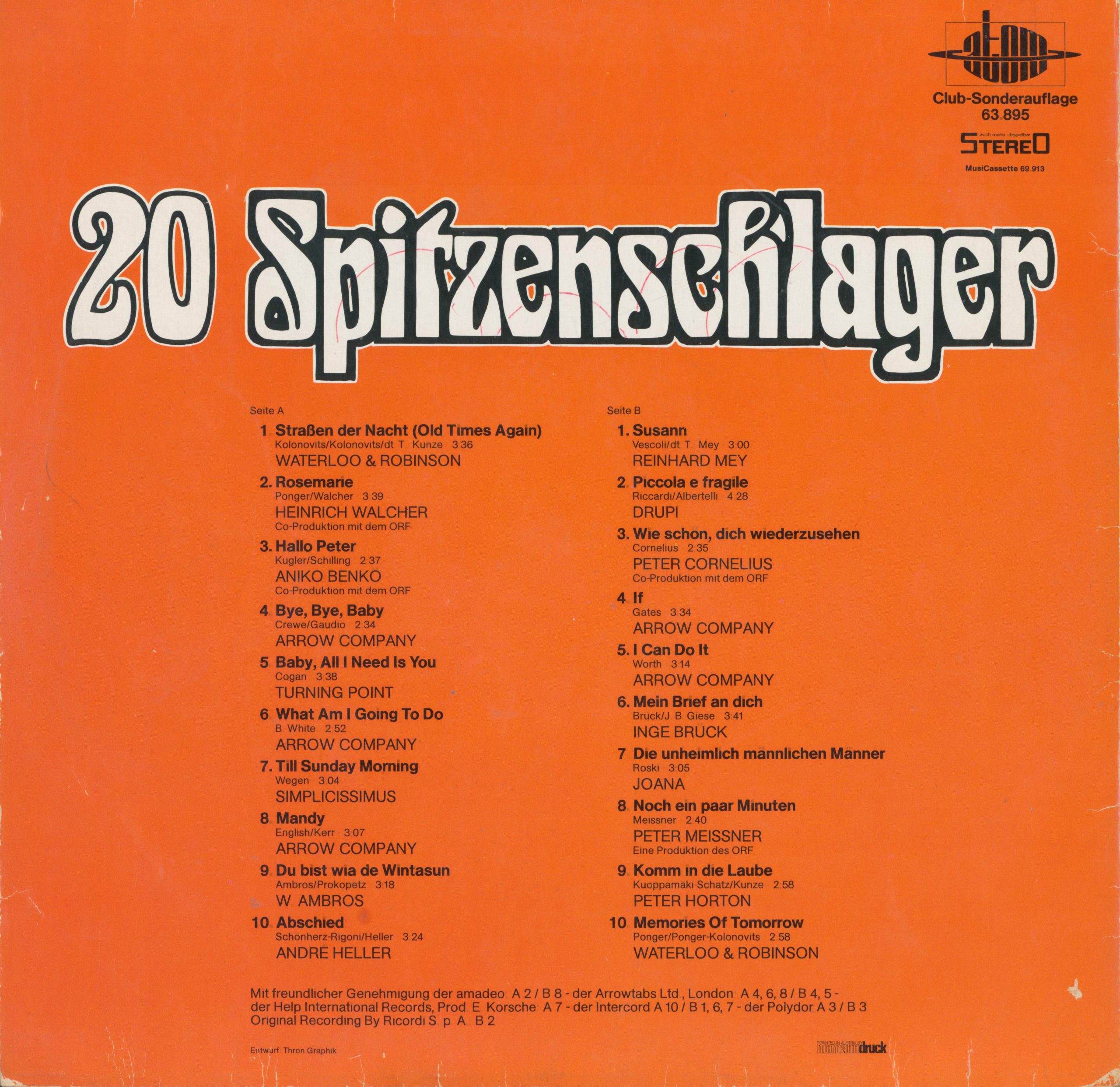 20 Spitzenschlager Rückseite